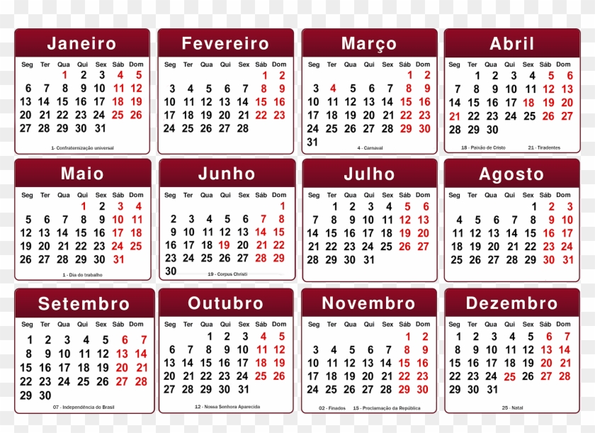 Calendario 2016 Brasil Png - Calendario De 2014 Com Feriados Clipart #3321191