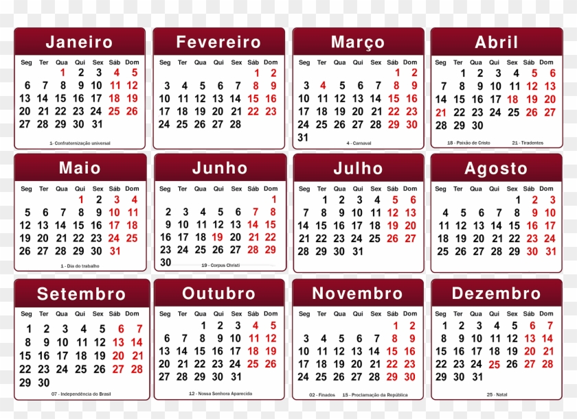 Calendario 2016 Brasil Png - Calendario De 2014 Com Feriados Clipart