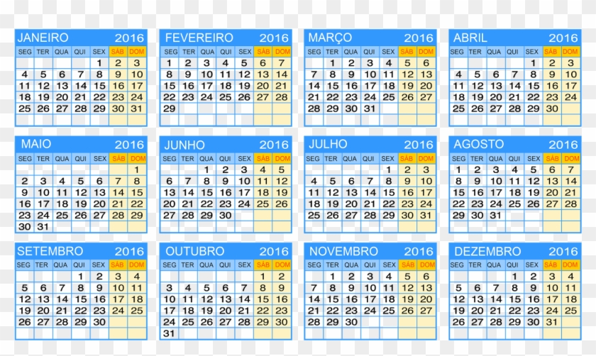 Base Para Calendário 2016 Em Alta Resolução Nos Formatos - Calendario 2017 Png Montagens Clipart #3321606