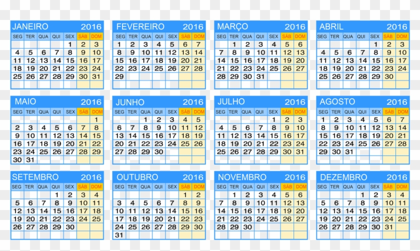 Base Para Calendário 2016 Em Alta Resolução Nos Formatos - Calendario 2017 Png Montagens Clipart