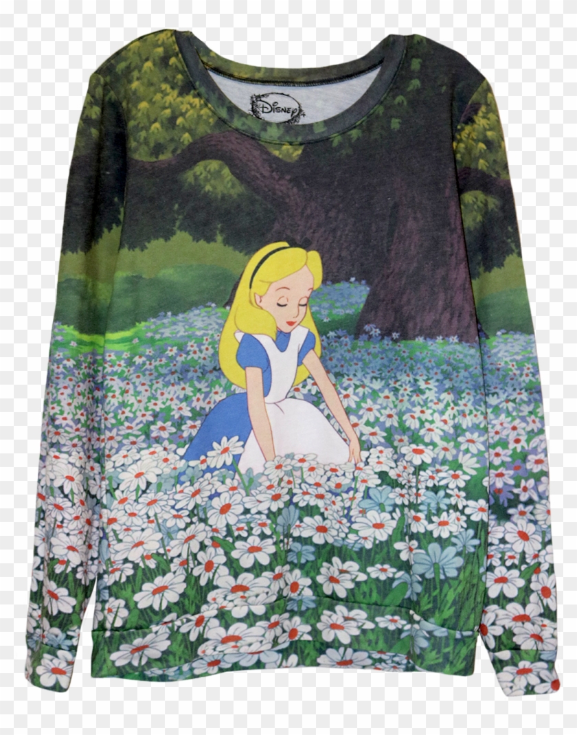A Long Sleeve Shirt Of The Scene Of Alice Sitting In - Disney Alice In Wonderland Clipart #3322052
