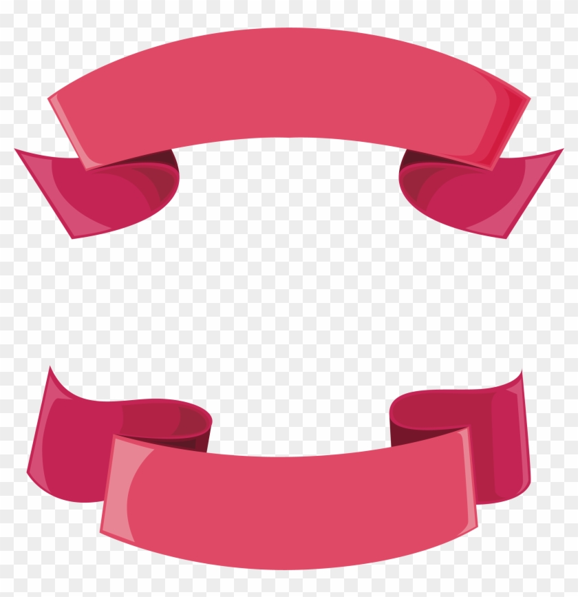 Pink Ribbon Header - Ribbon Text Box Vector Clipart #3322390