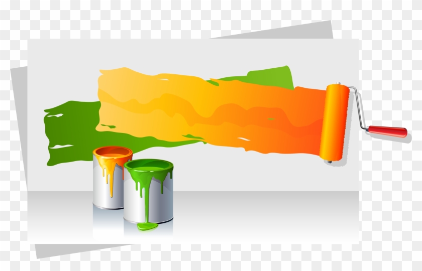 Color Bucket Paint Vector Painting Roller Clipart - Paint Vector Free - Png Download