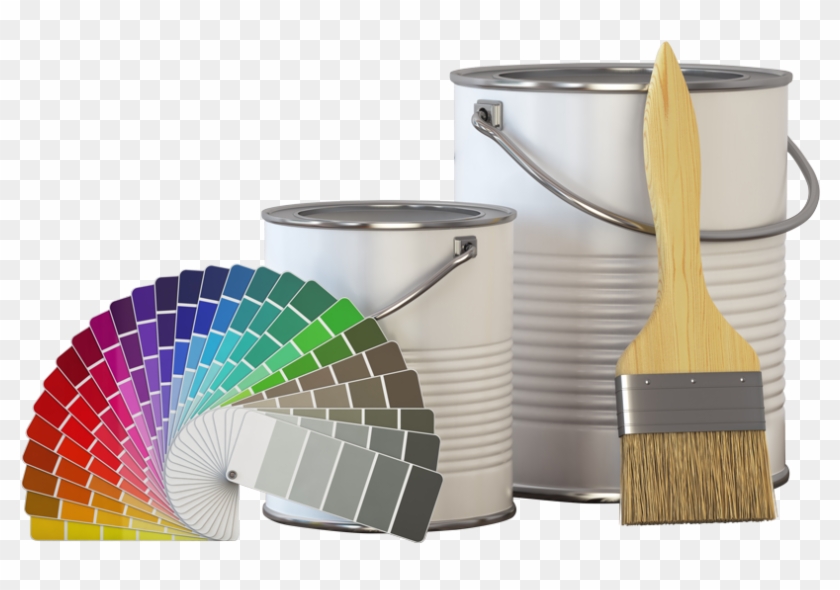 Paint Cans Paint Brush And Color Palette On Wood Pway6fz - Lata Tinta Tabela Cor Clipart