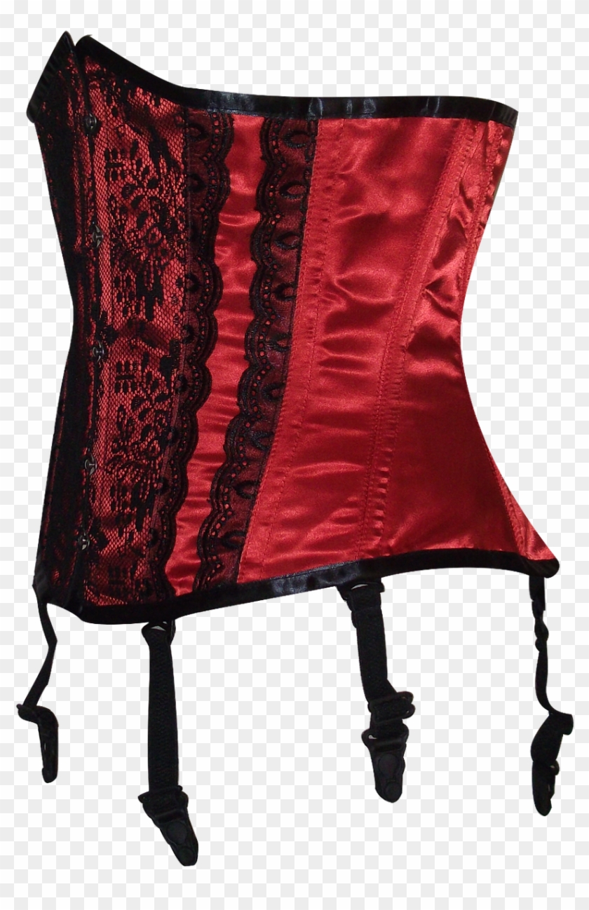 Red Satin Waist Shaper With Black Lace Detail - Cushion Clipart
