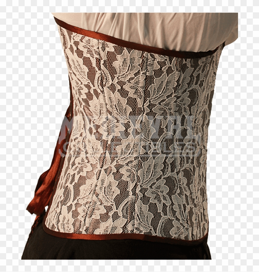 Brown Silk With Lace Underbust Corset - Pattern Clipart #3324772