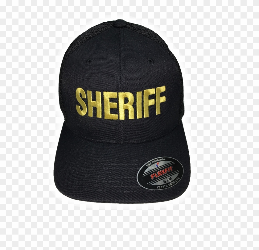"sheriff" Cap Front In Marine Gold Thread On Black - Baseball Cap Clipart #3324865