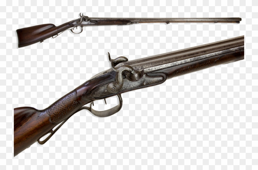 French Mid 18th Century Double Barrel Sporting Gun - Double Barreled Antique Rifle Clipart #3324868