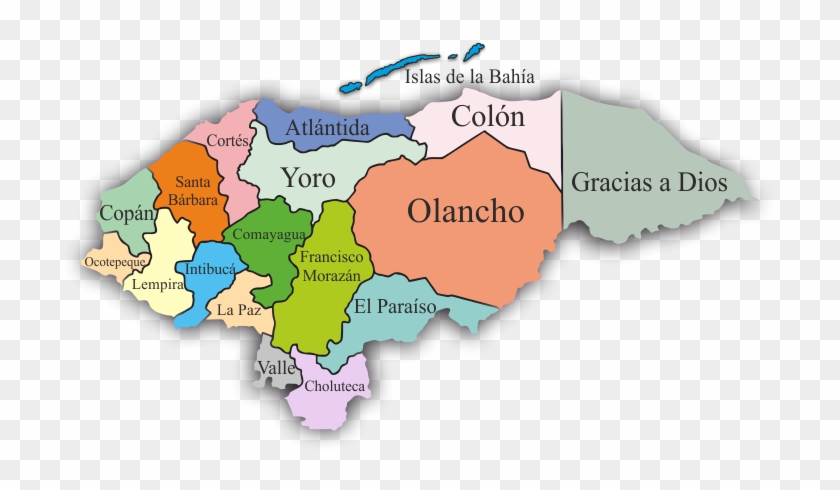 El Mapa De Honduras Con Nombre Por Departamento - Mapa De La Division Politica De Honduras Clipart #3325785