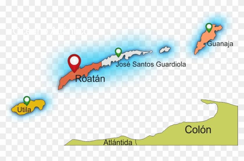 The Island Of Roatan Is Divided In Two Municipalities - Mapa De Islas De La Bahia Clipart