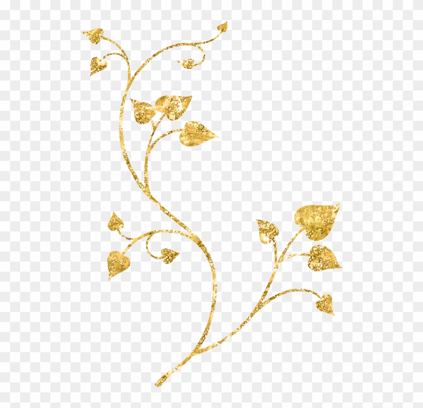 Ftestickers Fteglitter Golden Gold Leaves Branch - Gold Leaf Transparent Background Clipart #3325905