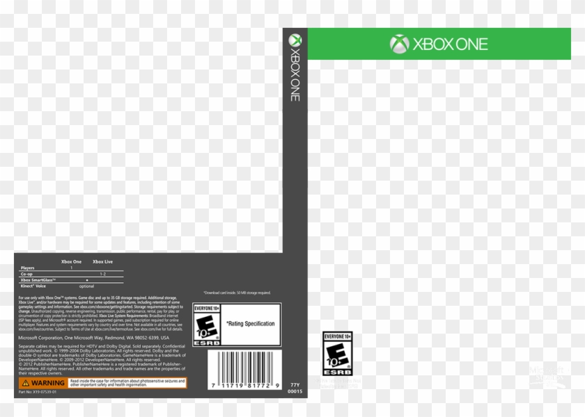 Click Here For A Template Of The Xbox One Game Cover - Xbox One Game Cover Template Clipart