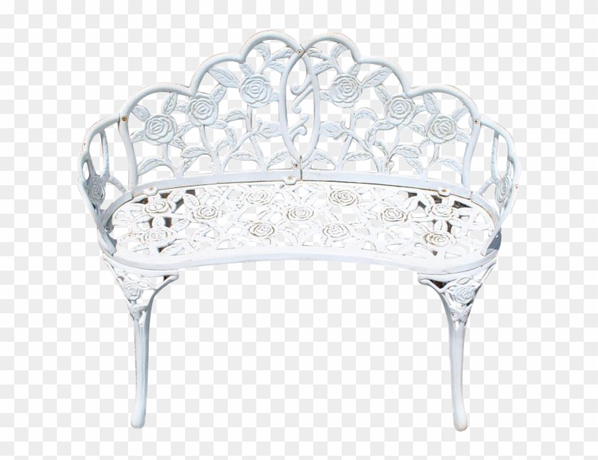 Antique White Cast Iron Garden Bench, Outdoor Settee - Bench Clipart #3327871