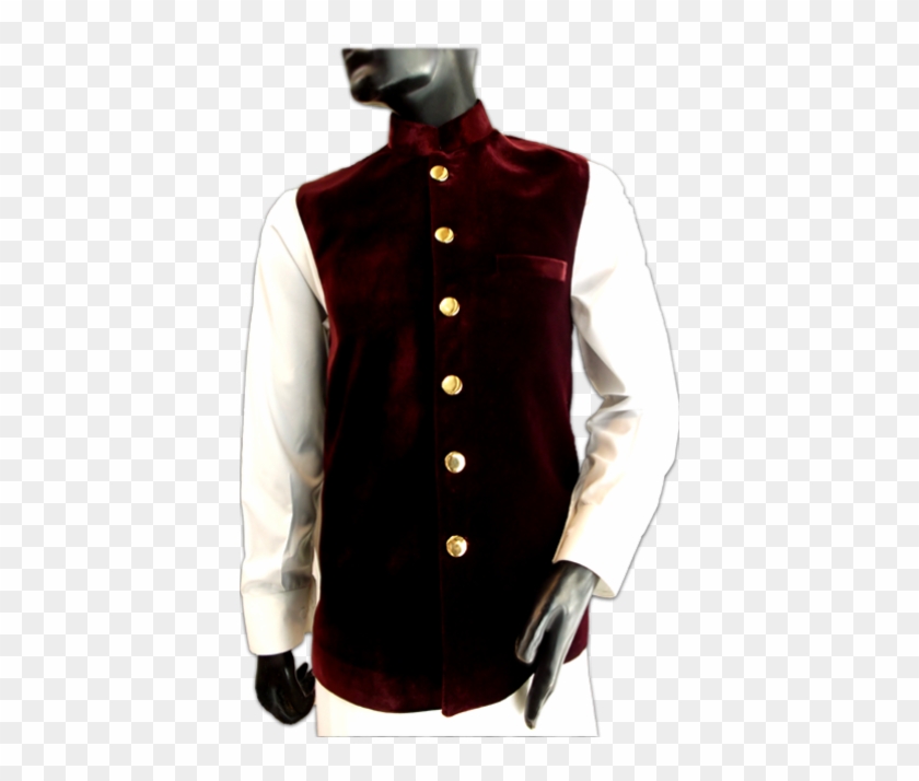 Maroon Velvet Golden Buttons Waistcoat - Button Clipart #3327910