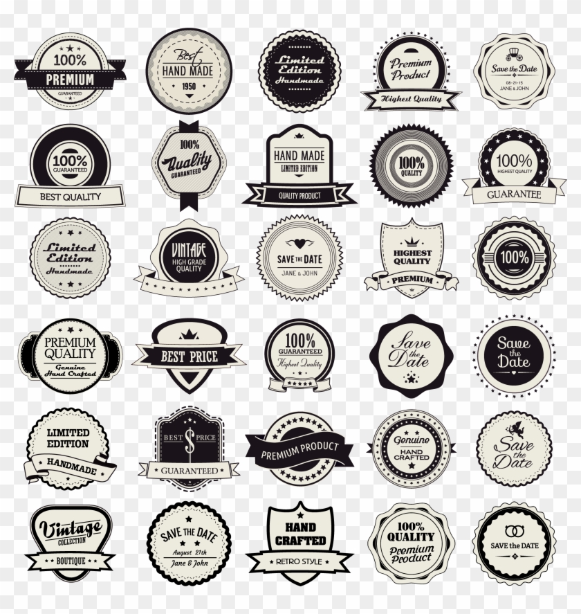 Label Vintage Clothing - Retro Round Tag Clipart