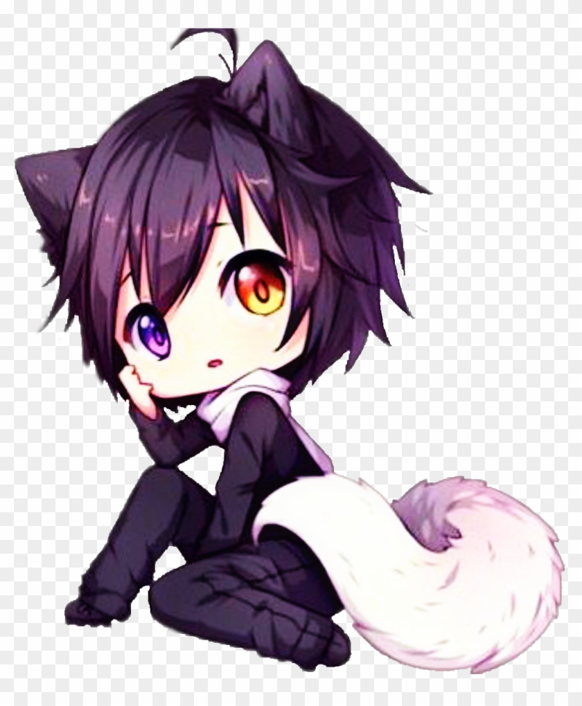 Chibi Dog Animeboy Boy Anime Cute Colorful Handpainted - Cute Anime Wolf Girl Clipart