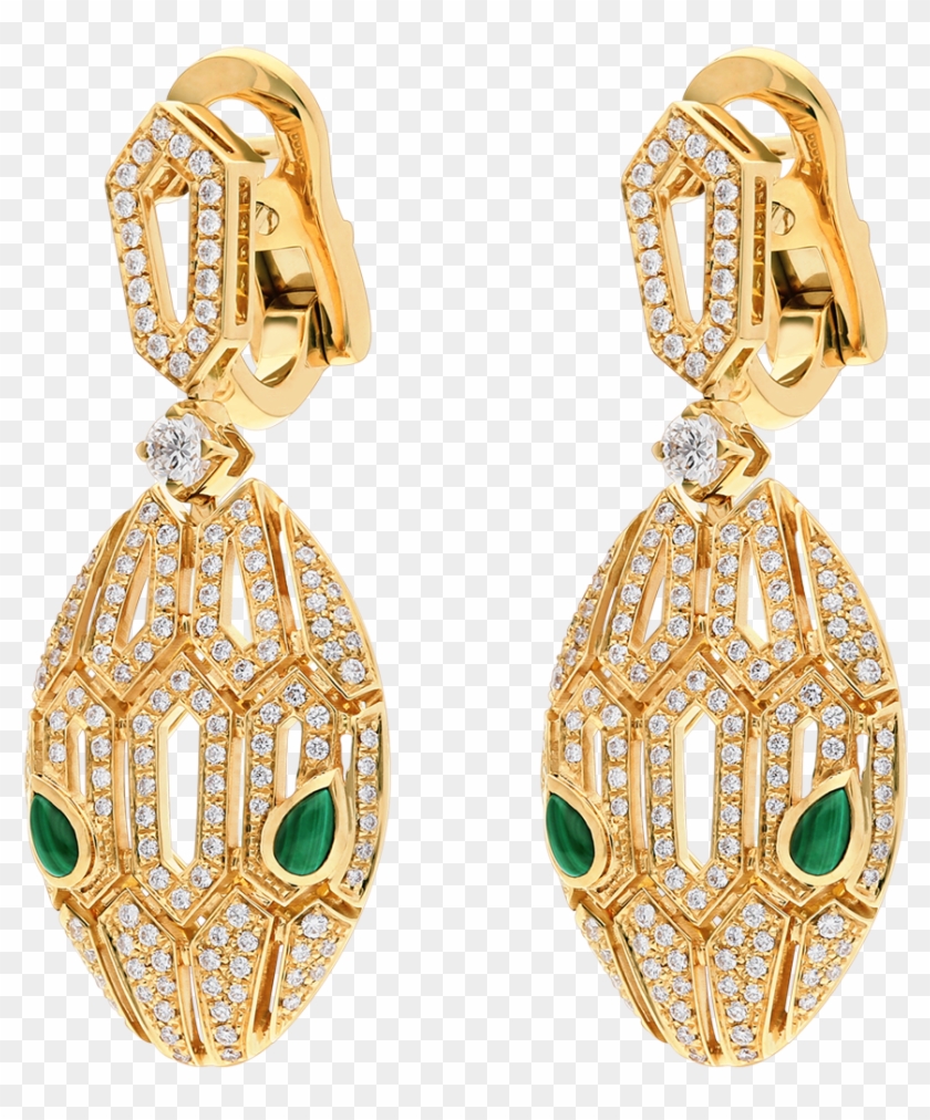 Serpenti 18 Kt Yellow Gold Earrings Set With Pavé Diamonds - Earrings Clipart