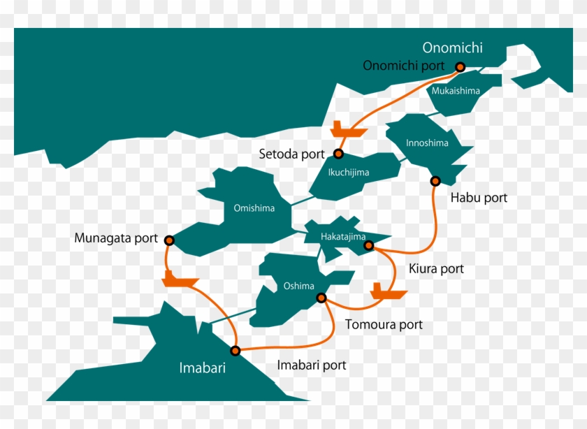 Ferry Map In Shimanami Kaido - Setoda To Onomichi Ferry Clipart