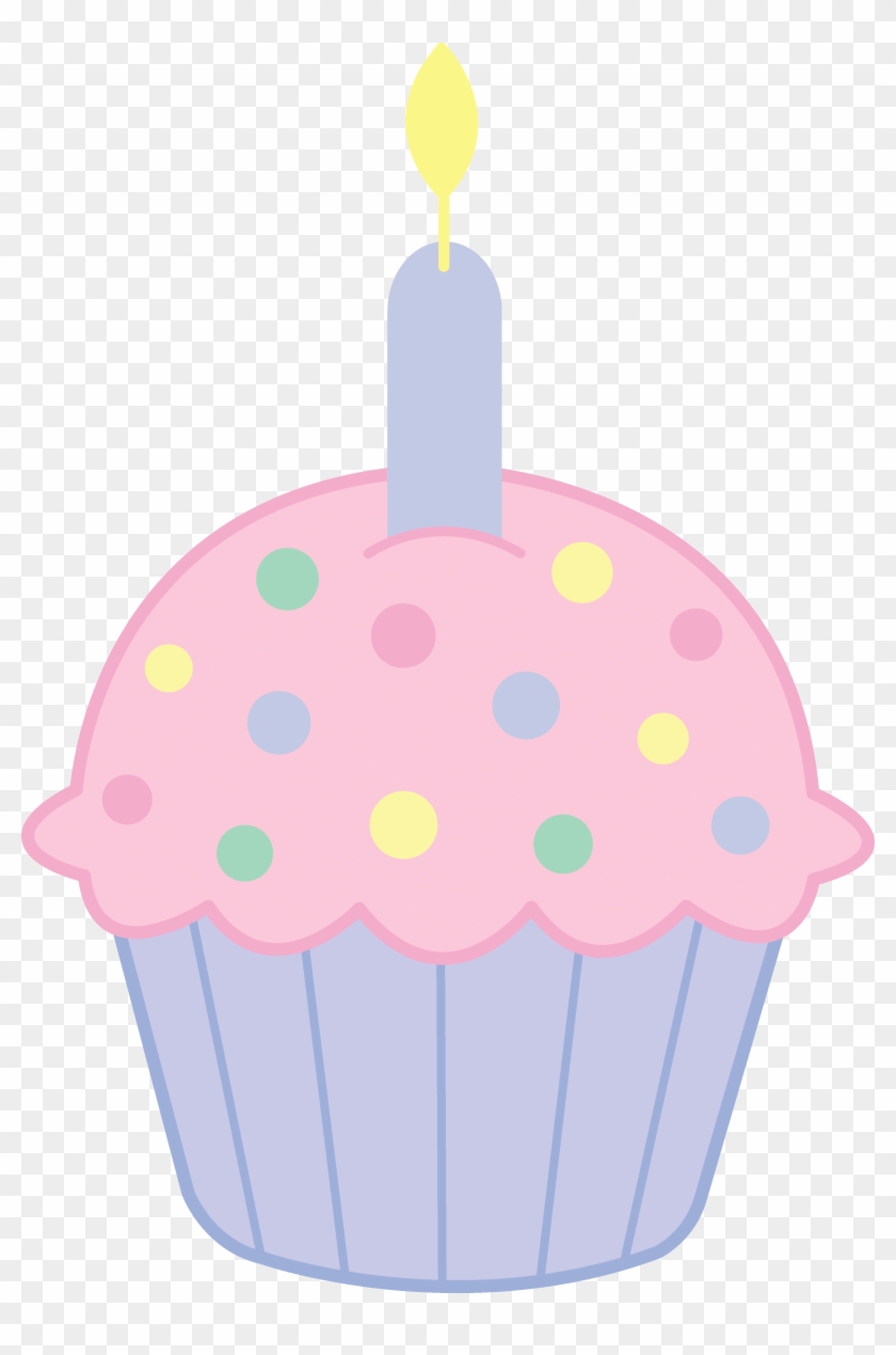 Valentine Element Png Cute Cupcakes Drawings - Cartoon Cupcakes With Candle Clipart #3332089