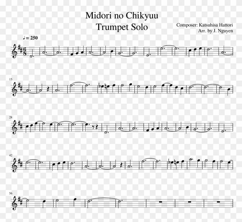 Midori No Chikyuu Trumpet Solo Sheet Music Composed - Havana Trumpet Sheet Music Clipart