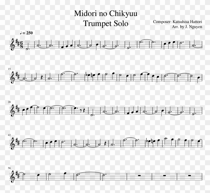 Midori No Chikyuu Trumpet Solo Sheet Music Composed - Havana Trumpet Sheet Music Clipart #3332840