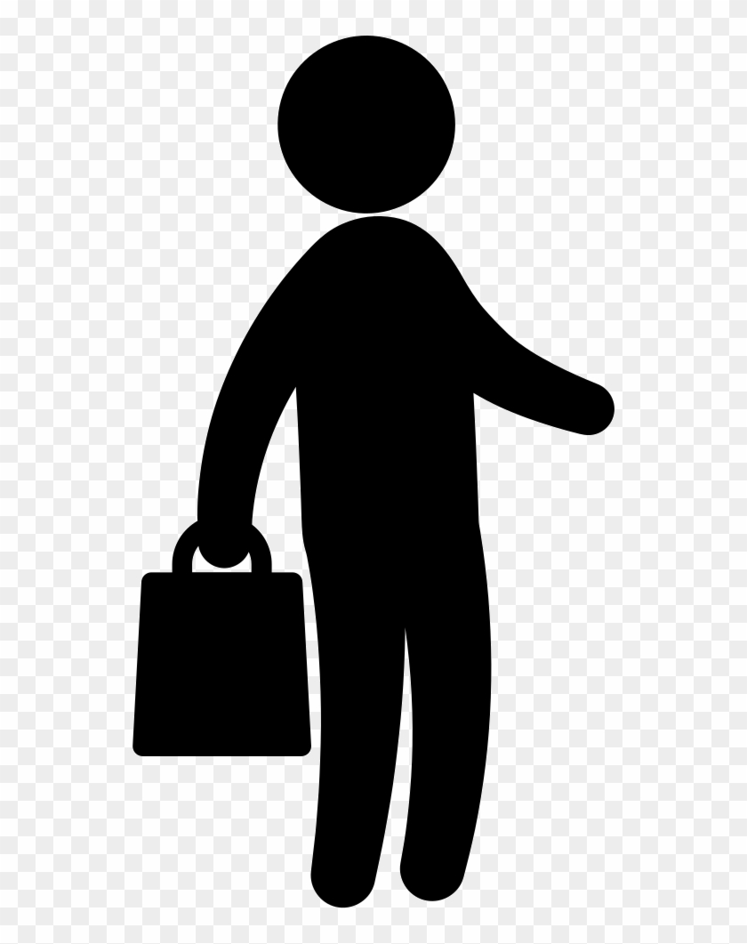 Businessman With Handbag Standing Silhouette Comments - Businessperson Clipart