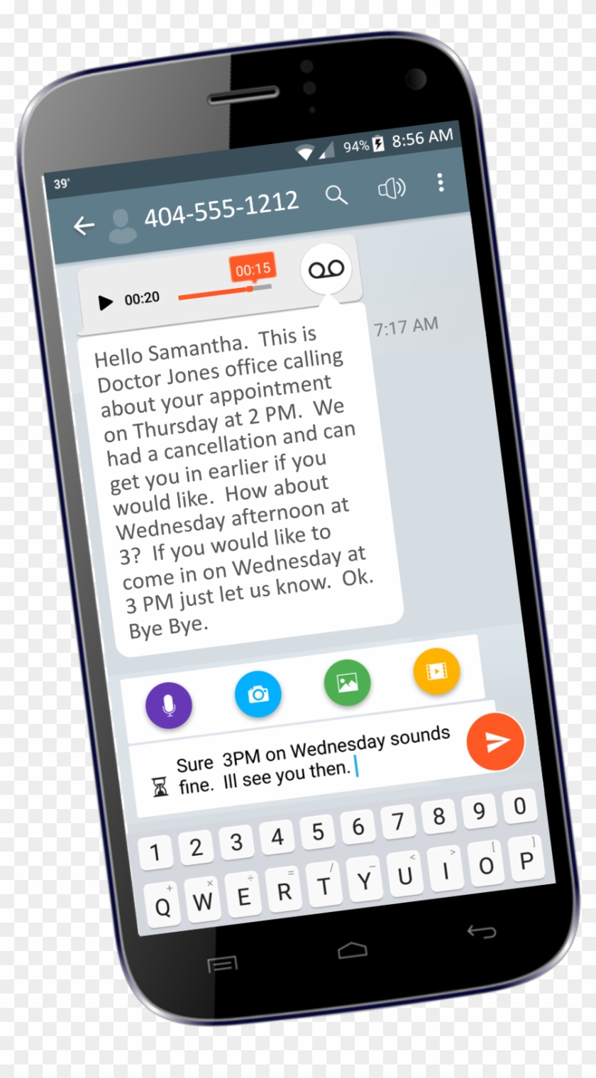 Read & Reply Voicemail Tilted - Smartphone Clipart #3333605