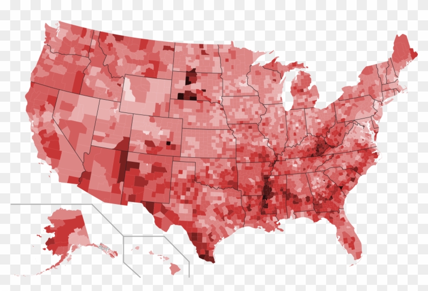 Mapa Da Taxa De Pobreza Nos Estados Unidos Por Condados - 2016 Presidential Election By County Map Clipart