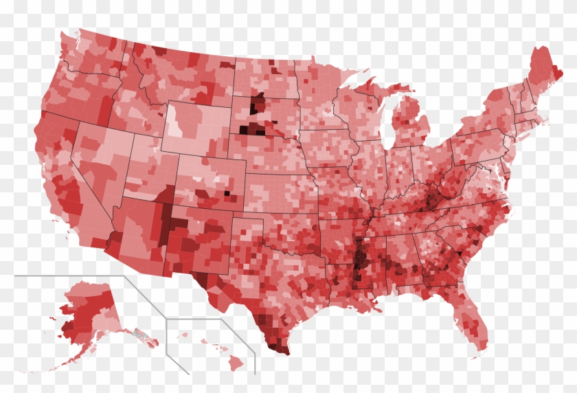 Mapa Da Taxa De Pobreza Nos Estados Unidos Por Condados - 2016 Presidential Election By County Map Clipart #3334201