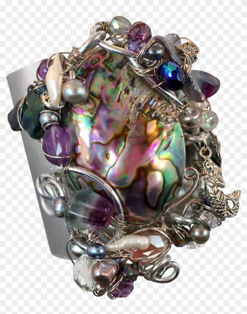 Mermaid Cuff, Abalone Bracelet, Sea Shell, Purple, - Bead Clipart #3334625