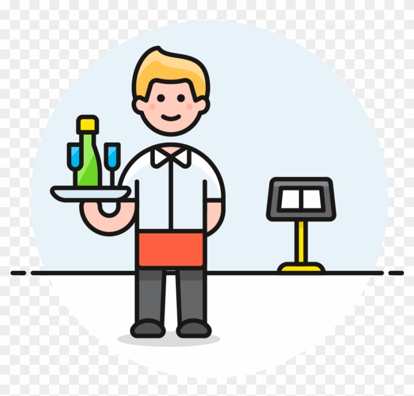 22 Waiter Caucasian - Cartoon Clipart #3337311