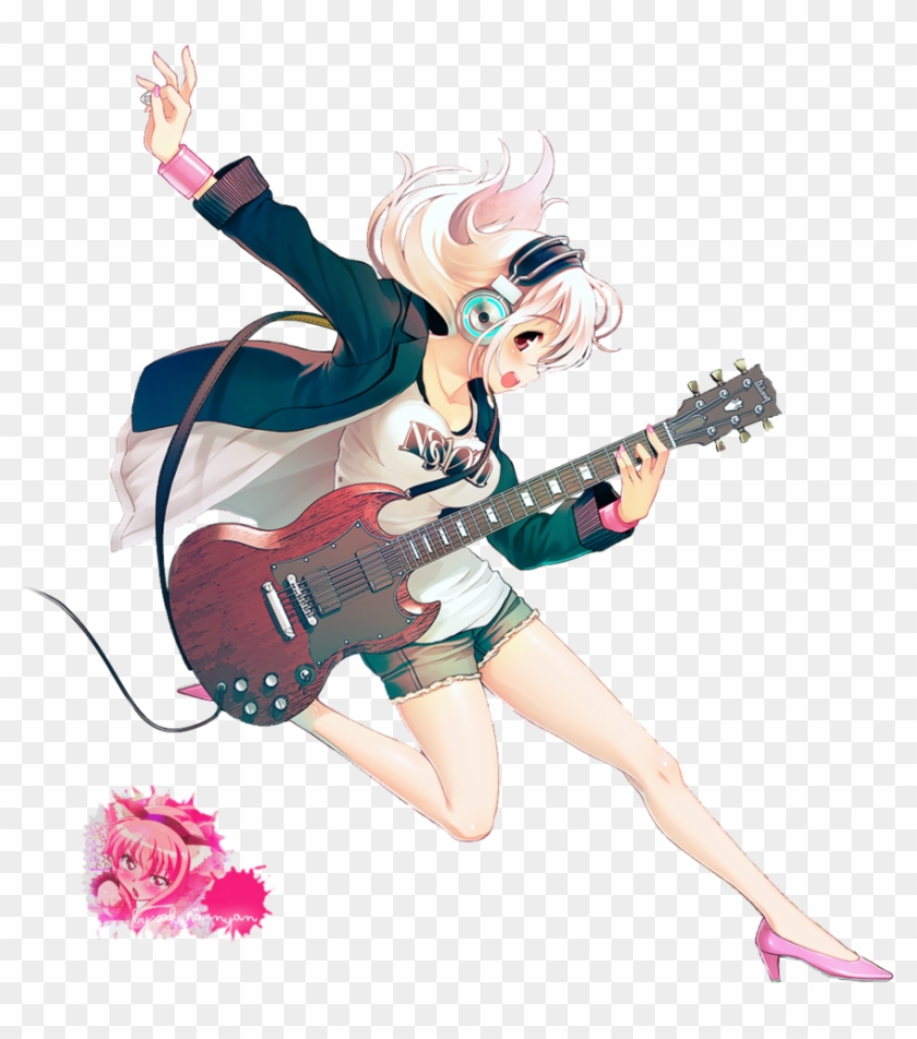 Manga Guitar Girl Clipart