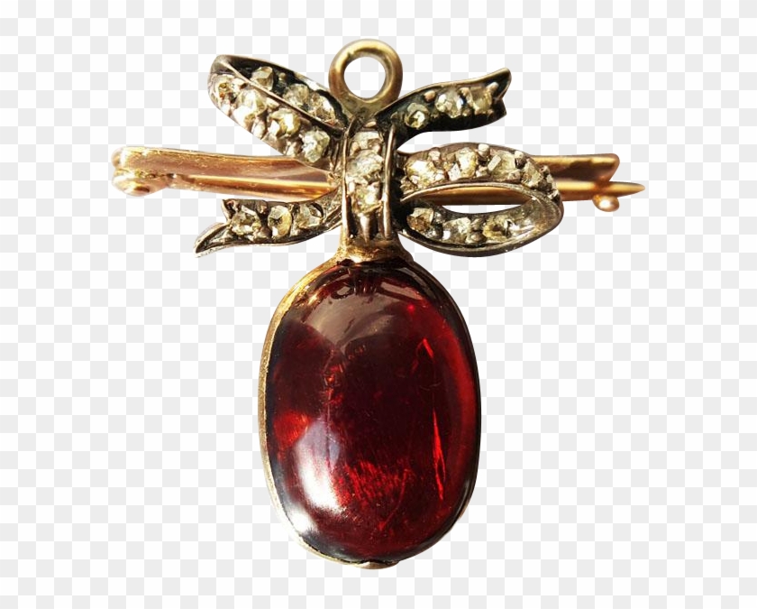 Antique Victorian Garnet Carbuncle And Diamond Bow - Crystal Clipart #3337816