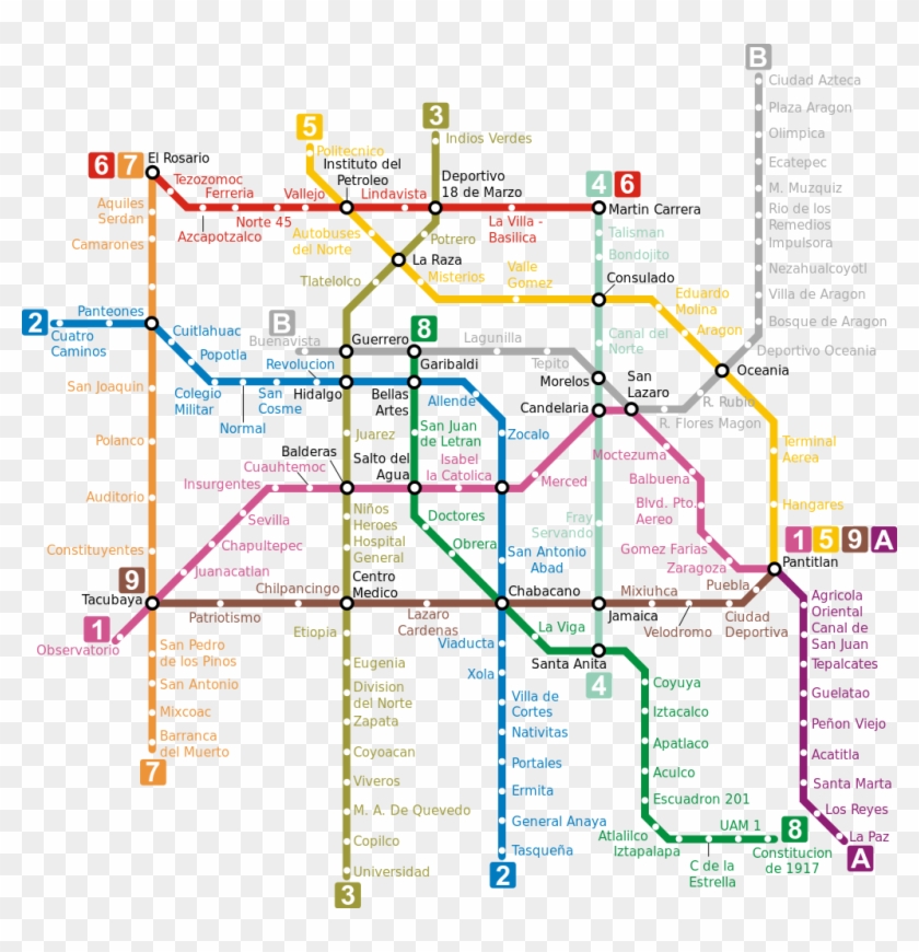 Mapa Metro Ciudad Mexico Png 1 022ã 1 010 Pã Xeles - Mexico City Subway Map Clipart