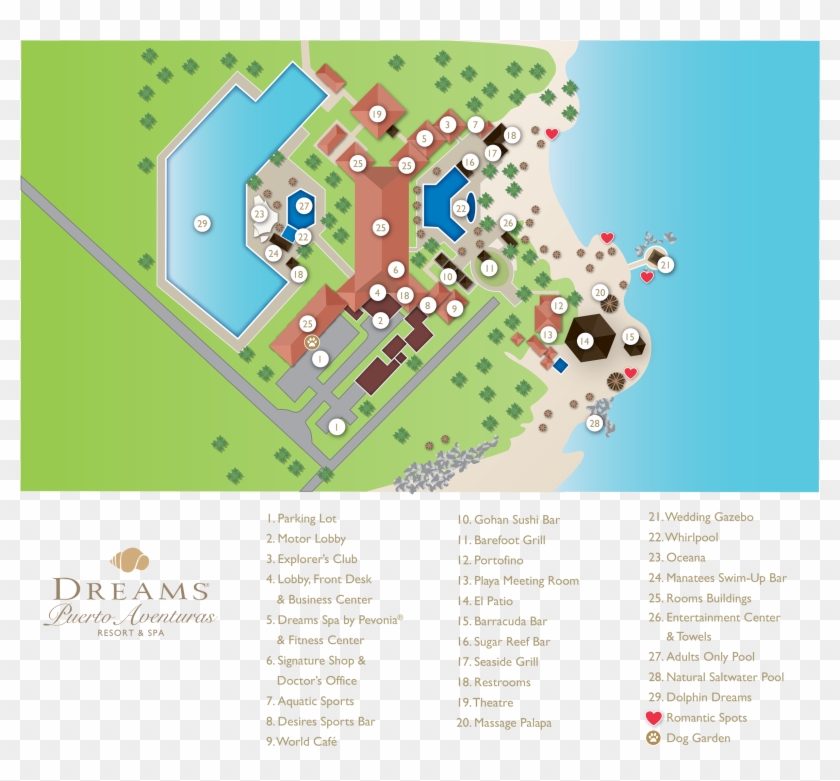 Dreams Puerto Aventuras Resort And Spa Map Clipart #3339366