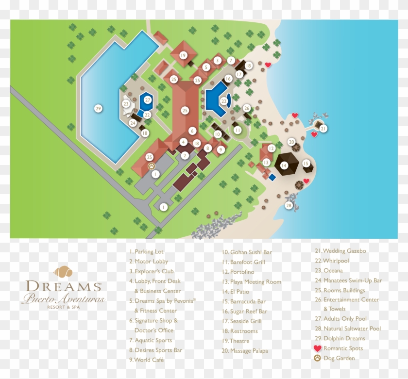 Dreams Puerto Aventuras Resort And Spa Map Clipart