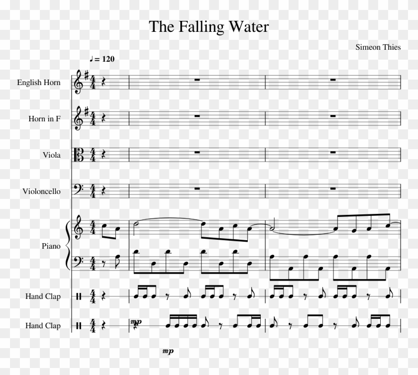 The Falling Water Sheet Music Composed By Simeon Thies - Its Quiet Uptown Bb Clarinet Clipart