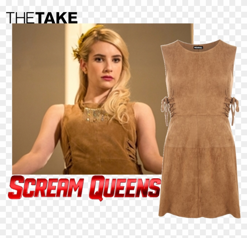 Wearall Tatum Suede Flared Dress As Seen On Chanel - Scream Queens Emma Roberts Chanel Clipart
