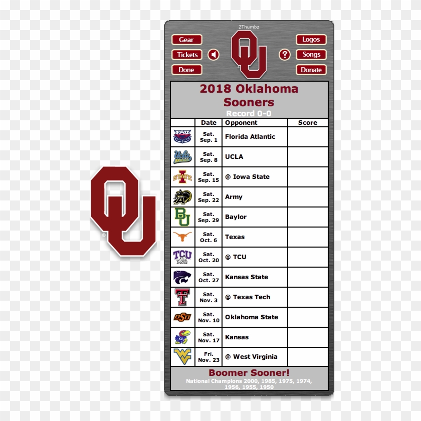 Get Your 2018 Oklahoma Sooners Football Schedule Dashboard - Texas A&m 2018 Schedule Clipart #3345319