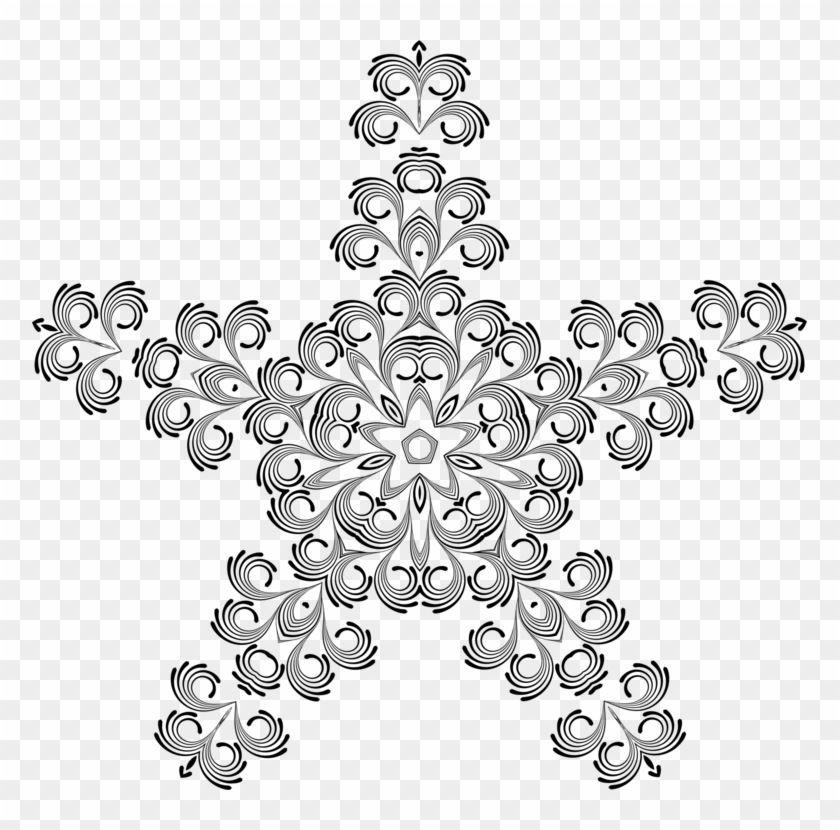 Snowflake Flourish Png - Line Art Clipart #3346624