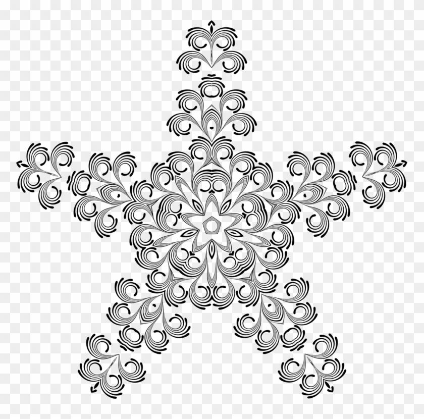 Snowflake Flourish Png - Line Art Clipart