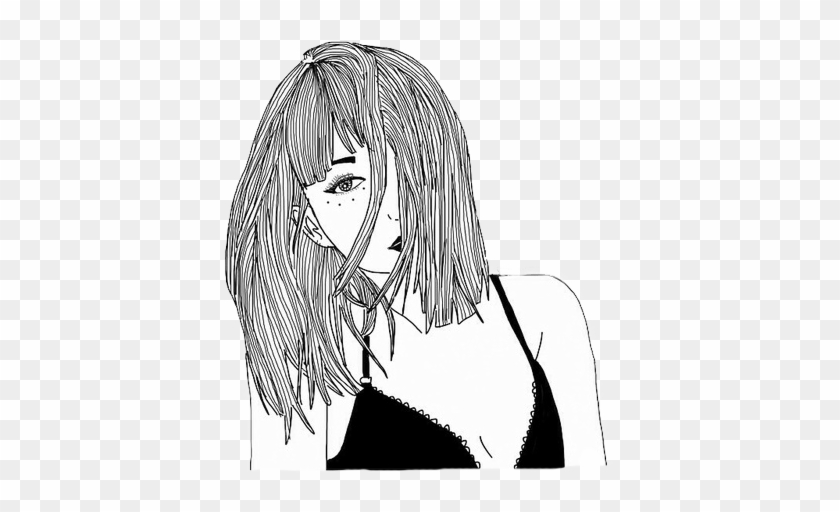#png #edit #freetoedit #tumblr #overlay #outline #girl - Sad Girl Clipart