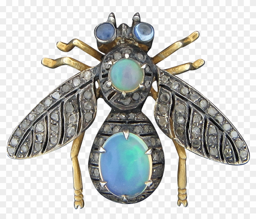 9k Gold Jeweled Bee Pin - Net-winged Insects Clipart