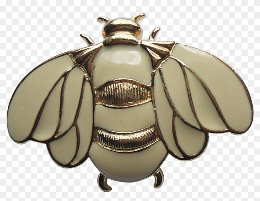 Vintage Trifari Ivory Cream Enamel Gold Tone Bumblebee - Fly Clipart