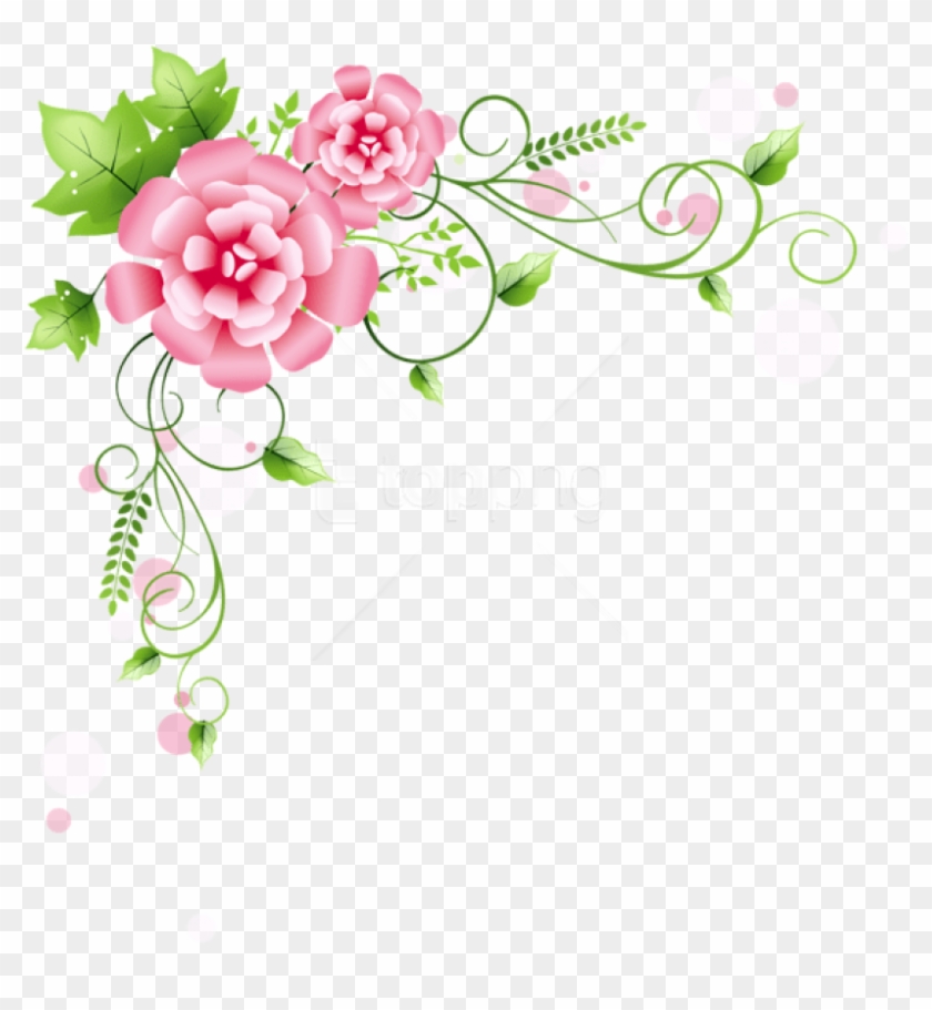 Free Png Download Corner Floral Decorationpicture Clipart - Pink Flowers Frame Png Transparent Png #3349792