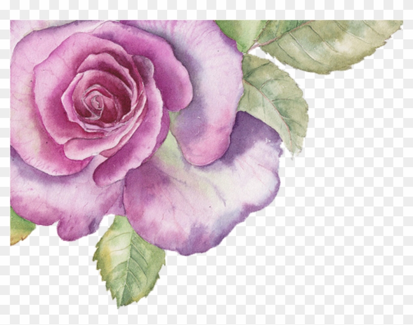 #ftestickers #border #corner #flower #rose #purple - Pink And Purple Watercolour Flowers Png Clipart