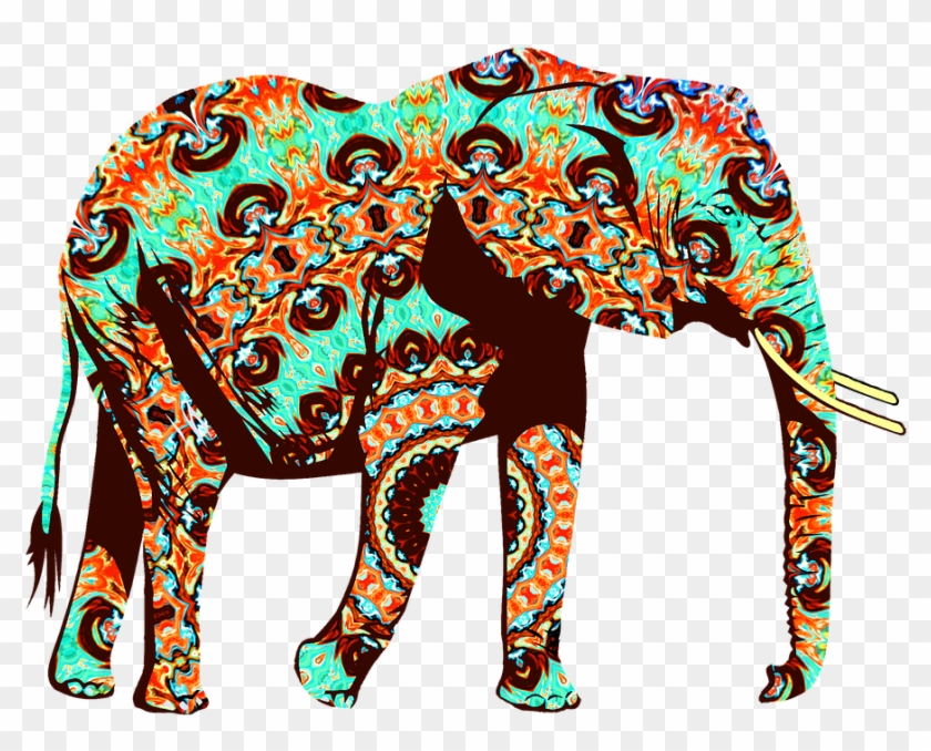 Free Png Colorful Elephant Tribal And Pop Fu Shower - 艺术 大 象 Clipart