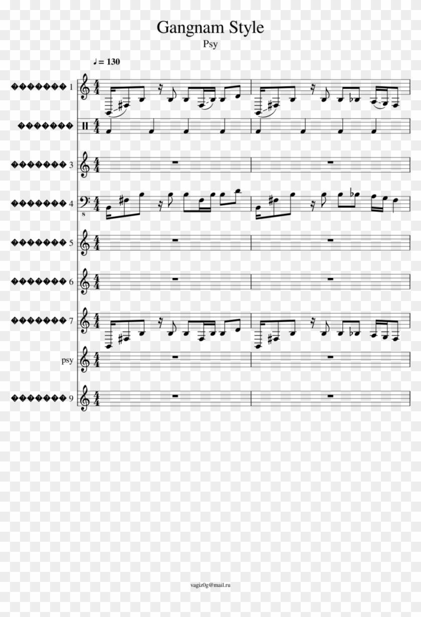 Gangnam Style Slide, Image - Sheet Music Clipart #3352232