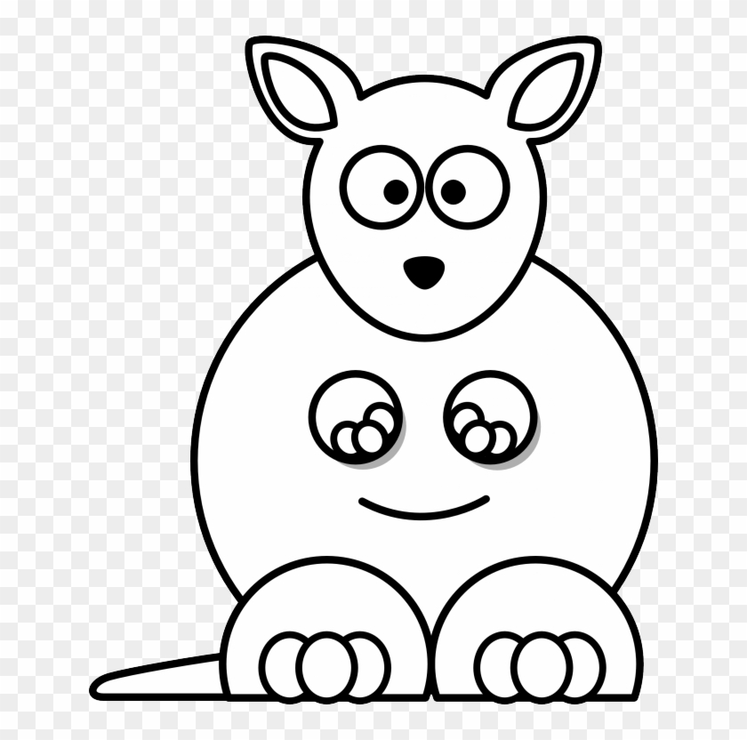 Cartoon Kangaroo Black White Line Coloring Sheet Colouring - Black And White Bear Images Cartoon Clipart