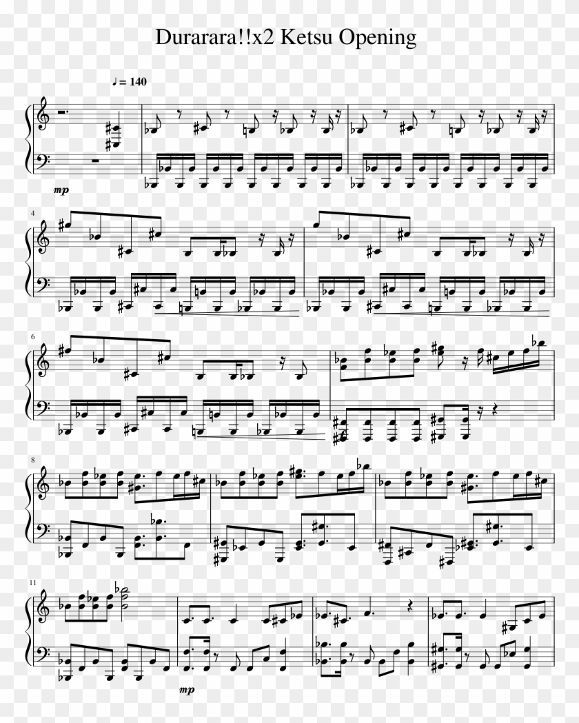 Durarara X2 Ketsu Opening - Epic Battle Fantasy Piano Sheet Clipart